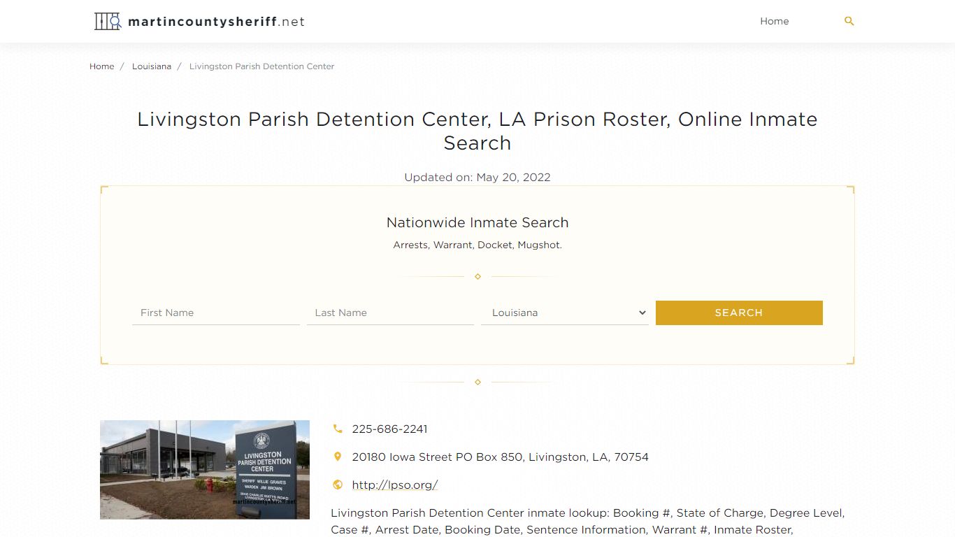 Livingston Parish Detention Center, LA Prison Roster ...